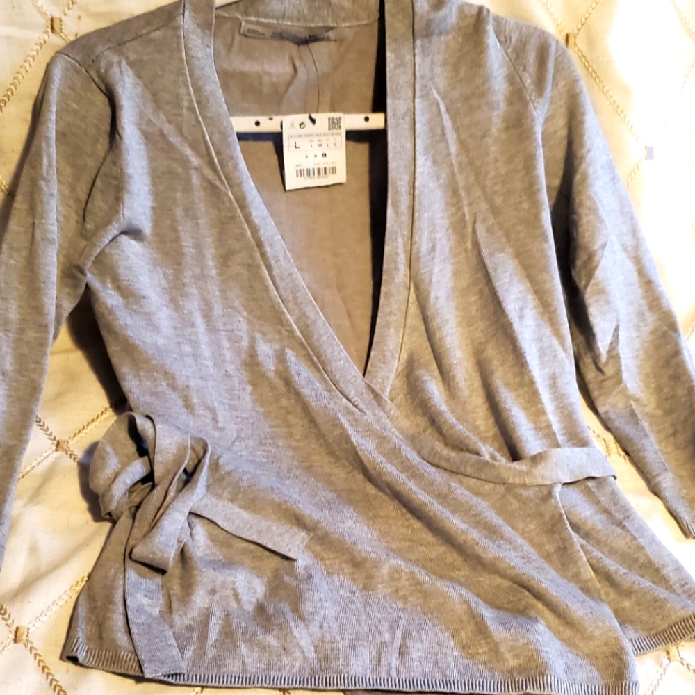 Gray Tie Side Sweater